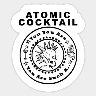 Atomic Cocktail Circle Black Sticker